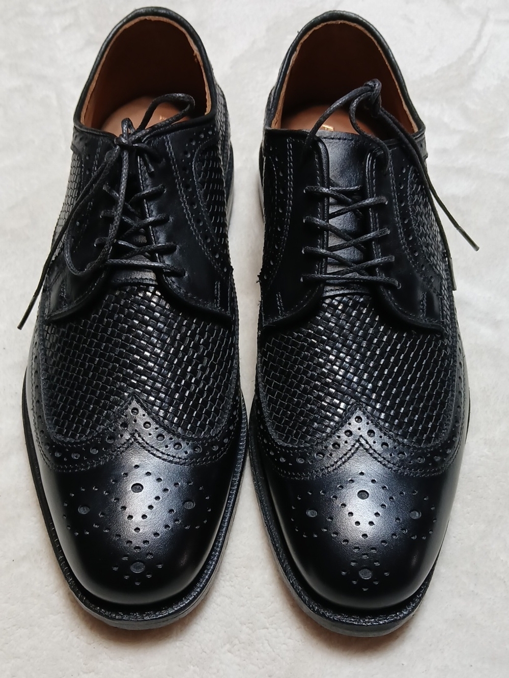Allen Edmonds Leiden Black Woven Wingtip Derby Shoes Size 9D